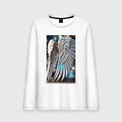 Лонгслив хлопковый мужской Ангельские крылья - нейросеть, цвет: белый