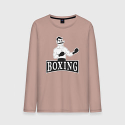 Лонгслив хлопковый мужской Boxing man, цвет: пыльно-розовый
