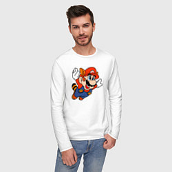 Лонгслив хлопковый мужской Марио летит, цвет: белый — фото 2