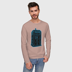 Лонгслив хлопковый мужской Black tardis, цвет: пыльно-розовый — фото 2