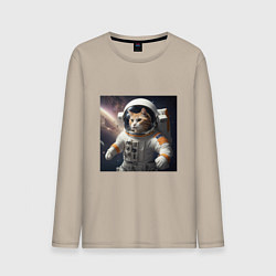 Лонгслив хлопковый мужской Кот астронавт cosmos collection, цвет: миндальный