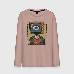 Лонгслив хлопковый мужской TV-head, цвет: пыльно-розовый
