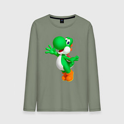 Лонгслив хлопковый мужской Йоши приветствует, цвет: авокадо