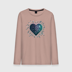 Лонгслив хлопковый мужской Киберсердце минимализм, цвет: пыльно-розовый