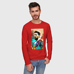 Лонгслив хлопковый мужской Lionel Messi - football - striker, цвет: красный — фото 2