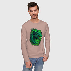Лонгслив хлопковый мужской Дракон 2024 зеленый, цвет: пыльно-розовый — фото 2