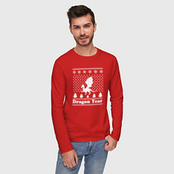 Лонгслив хлопковый мужской Sweater dragon year, цвет: красный — фото 2