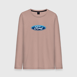 Лонгслив хлопковый мужской Ford usa auto brend, цвет: пыльно-розовый