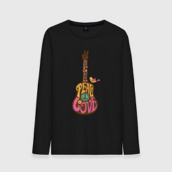 Лонгслив хлопковый мужской Peace guitar, цвет: черный