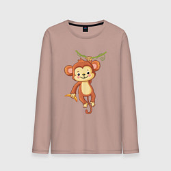Лонгслив хлопковый мужской Мартышка на лиане, цвет: пыльно-розовый