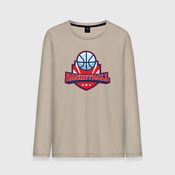 Лонгслив хлопковый мужской Basketball game, цвет: миндальный