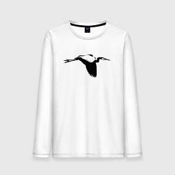 Лонгслив хлопковый мужской Аист трафарет, цвет: белый