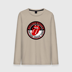 Лонгслив хлопковый мужской Rolling Stones established 1962, цвет: миндальный