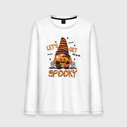 Лонгслив хлопковый мужской Lets get spooky, цвет: белый