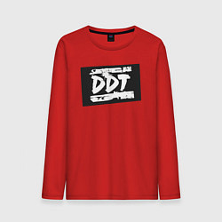 Лонгслив хлопковый мужской ДДТ - логотип, цвет: красный