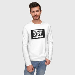 Лонгслив хлопковый мужской ДДТ - логотип, цвет: белый — фото 2