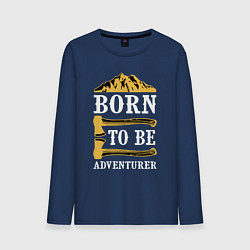 Лонгслив хлопковый мужской Born to be adventurer, цвет: тёмно-синий