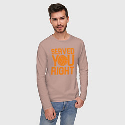 Лонгслив хлопковый мужской Served you right, цвет: пыльно-розовый — фото 2