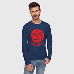 Лонгслив хлопковый мужской Volleyball my love, цвет: тёмно-синий — фото 2