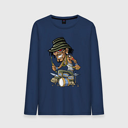 Лонгслив хлопковый мужской Tatoo drummer, цвет: тёмно-синий