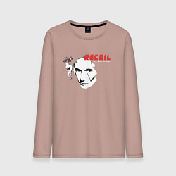 Лонгслив хлопковый мужской Recoil - Alan Wilder from Depeche Mode, цвет: пыльно-розовый