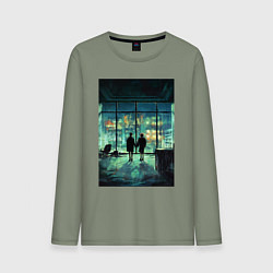 Лонгслив хлопковый мужской Взор в даль, цвет: авокадо