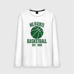 Лонгслив хлопковый мужской Milwaukee basketball 1968, цвет: белый