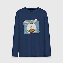 Мужской лонгслив Заяц с подарком
