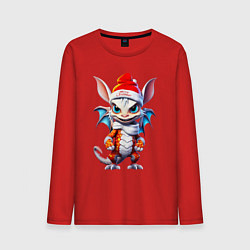 Мужской лонгслив Дракончик в новогоднем колпаке