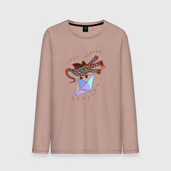 Лонгслив хлопковый мужской Змей Горыныч с монетой Эфириума, цвет: пыльно-розовый