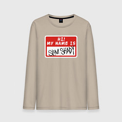 Лонгслив хлопковый мужской Hi my name is, цвет: миндальный