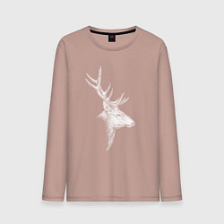 Мужской лонгслив Профиль оленя белый