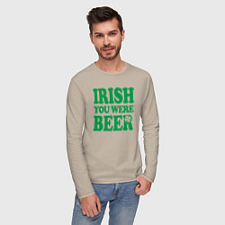 Лонгслив хлопковый мужской Irish you were beer, цвет: миндальный — фото 2