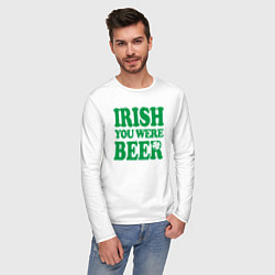Лонгслив хлопковый мужской Irish you were beer, цвет: белый — фото 2