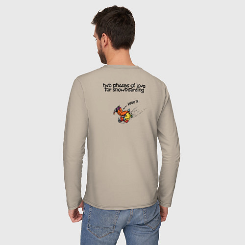 Мужской лонгслив Две фазы любви к сноуборду / Миндальный – фото 4