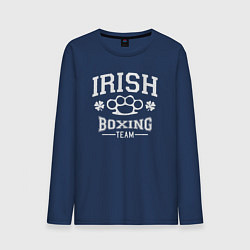 Лонгслив хлопковый мужской Ирландский бокс, цвет: тёмно-синий