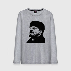 Лонгслив хлопковый мужской Ленин в шапке, цвет: меланж