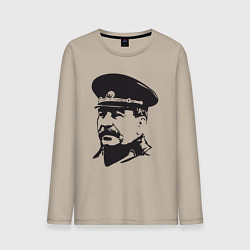 Лонгслив хлопковый мужской Сталин в фуражке, цвет: миндальный