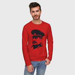 Лонгслив хлопковый мужской Сталин в фуражке, цвет: красный — фото 2