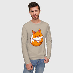 Лонгслив хлопковый мужской Orange fox, цвет: миндальный — фото 2