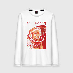 Лонгслив хлопковый мужской Gagarin in red, цвет: белый