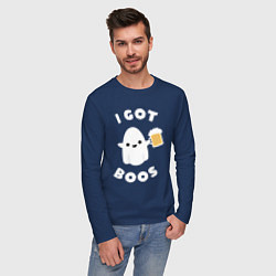 Лонгслив хлопковый мужской I got boos, цвет: тёмно-синий — фото 2