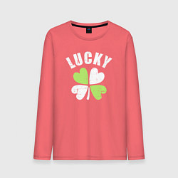 Лонгслив хлопковый мужской Lucky day, цвет: коралловый