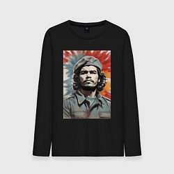 Лонгслив хлопковый мужской Портрет Че Гевара, цвет: черный