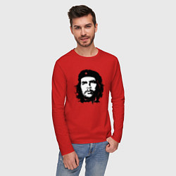 Лонгслив хлопковый мужской Портрет Эрнесто Че Гевары, цвет: красный — фото 2