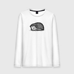 Лонгслив хлопковый мужской Ежик притаился, цвет: белый