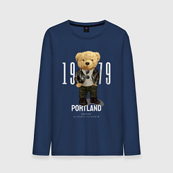 Лонгслив хлопковый мужской Плюшевый медведь portland, цвет: тёмно-синий