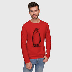 Лонгслив хлопковый мужской Пингвин стоит, цвет: красный — фото 2