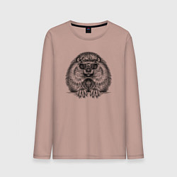 Лонгслив хлопковый мужской Суслик в очках, цвет: пыльно-розовый