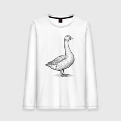 Лонгслив хлопковый мужской Гусь в профиль, цвет: белый